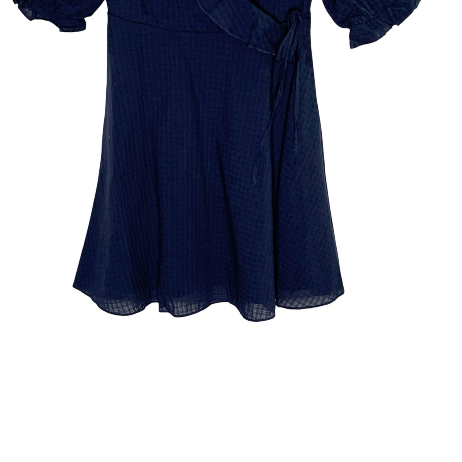 Love Bonito 4 New Lela Textured A Line Wrap Dress Navy Ruffle Coquette Feminine — image 6 of 8